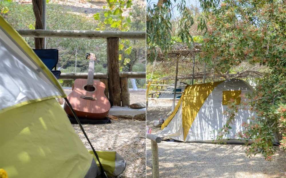 Δωρεάν μεταφορά από το λιμάνι στο κάμπινγκ. Δυνατότητα ενοικίαση σκηνής