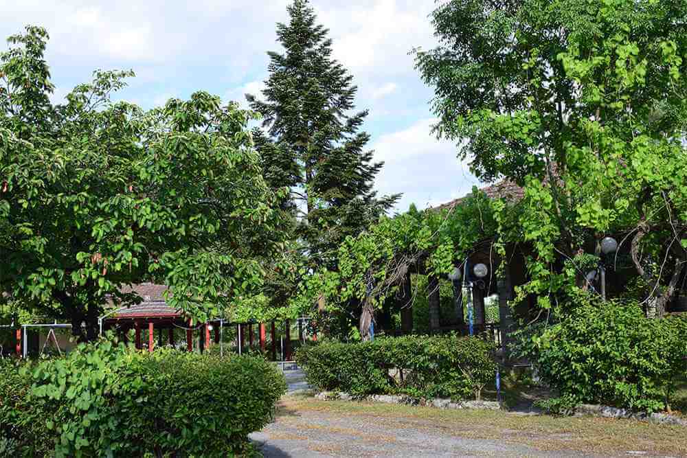 Camping Στάνη στην Κατερίνη με παιδική χαρά, ψυγεία, κοινόχρηστες κουζίνες και χώρους υγιεινής.