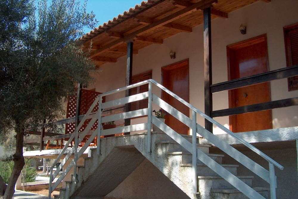 Camping with rooms by the beach. Family vacation in campsite.camping lido.bungalows greece